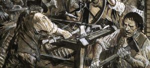 Luddites smashing looms